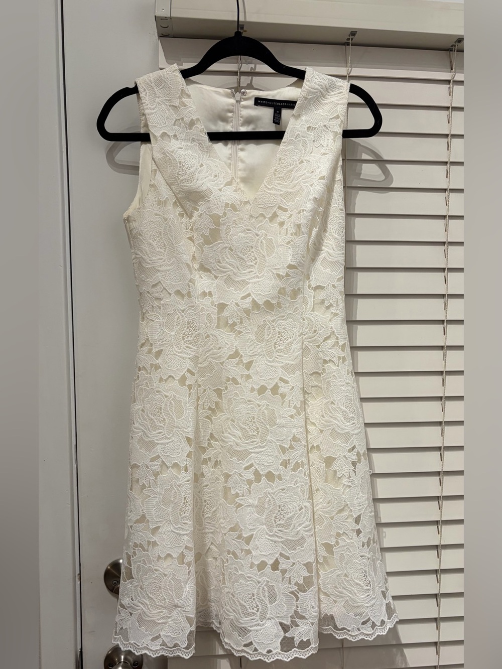 White House Black Market (WHBM) Lace Fit & Flare Dress in White